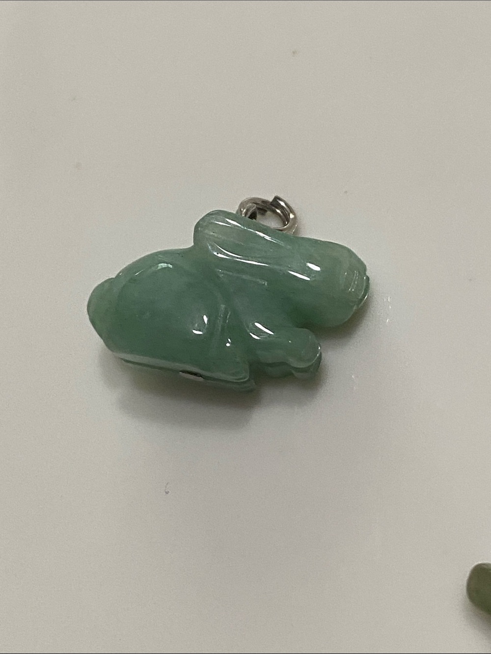 Green Jade Rabbit Pendant Charm - Picture 2 of 4